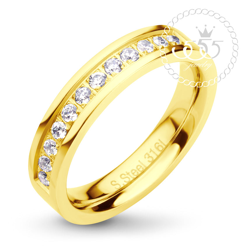 Men's Stainless Steel CZ Engagement Band – Square Cut, Princess Style, Nickel-Free, Sizes 12-13