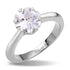 Flower Solitaire Prong Engagement CZ Steel Ring