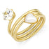 Gold Steel Ring with Heart shape Pearl and CZ