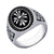 Gothic Stainless Steel Ring for Men with CZ & Floral Emblem