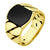 Men's Stainless Steel Ring with Black Square Top