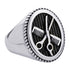 Barber Scissors & Comb Emblem in Ring Stainless Steel