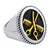 Barber Scissors & Comb Emblem in Ring Stainless Steel