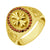 Gothic Stainless Steel Ring for Men with CZ & Floral Emblem