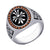 Gothic Stainless Steel Ring for Men with CZ & Floral Emblem
