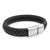 Magnetic Clasp Braided & Stitched Black Leather Steel Bracelet - Monera-Design Co., Ltd