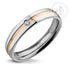 Stainless Steel Middle Line Rose Gold Ring With CZ