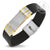 Steel\Gold Leather Bracelet Chunky Style - Monera-Design Co., Ltd