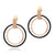 Dangle Drop Two Round Circles Steel Earrings - Monera-Design Co., Ltd