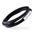 Braided Wrap Layered Leather Cord Steel Bracelet