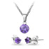 Stainless Steel Round CZ Set - Necklace+Chain+Earrings