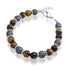 Stainless Steel bracelet with tiger eye beads and black beads mixed