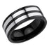 Silver and Black 10 MM Two Tones Steel Ring