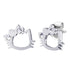 Steel Cat Stud Earrings with CZ