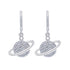 Silver 925 Hoop Earrings with Earth Design and Rhodium Plating
