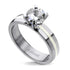 Stainless Steel Solitaire Cubic Zircon Engagement Ring