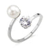 Steel Pearl Bead and CZ Setting Ring