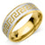 Thick Flat Steel Ring With Greek Key Satin Finish - Monera-Design Co., Ltd