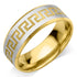 Thick Flat Steel Ring With Greek Key Satin Finish