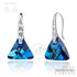 Silver 925 Drop Earrings with Rhodium Plating and Swarovski Crystals Triangle Shape