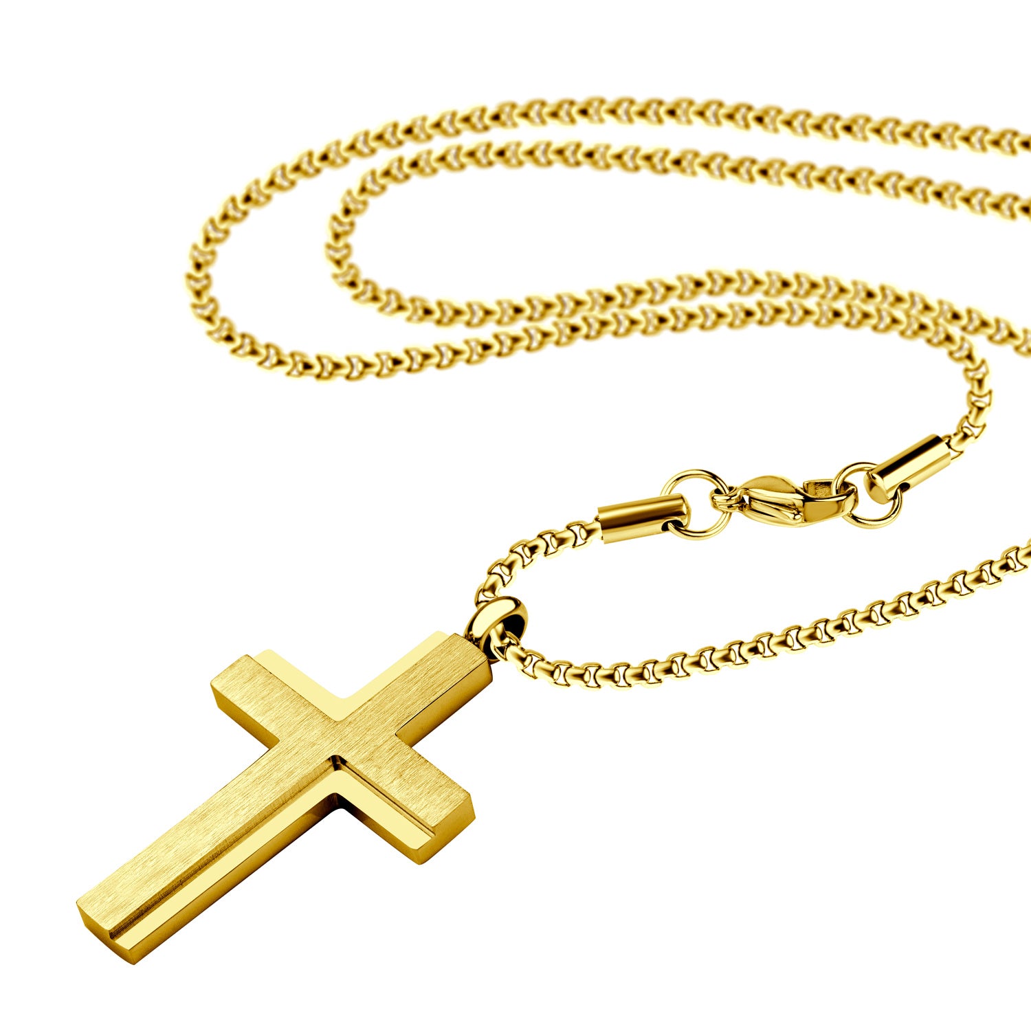 Stainless Steel Cross Necklace For Men & Women - Rope Chain With Cross Pendant, 16-24 Inch, Hypoallergenic