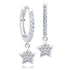 Silver 925 Hoop Earrings with Dangle Star and Rhodium Plating