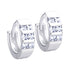 Silver 925 Huggies Earrings with Square CZ and Rhodium Plating