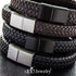 Magnetic Clasp Braided Brown & Black Leather Stainless Steel Bracelet