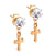 Delicate Small Sparkly Dangling Cross Stud Steel Earrings - Monera-Design Co., Ltd
