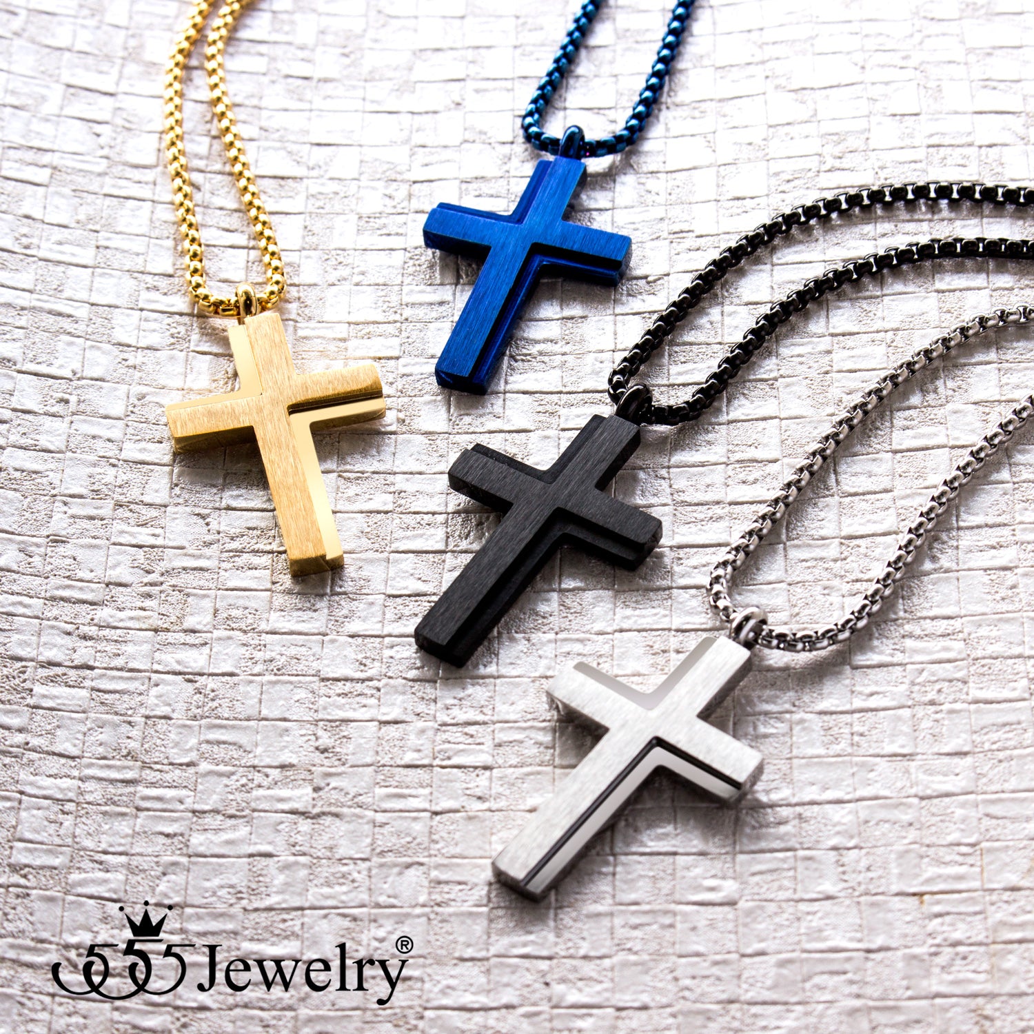 Large Simple gold plated over sterling silver Cross pendant necklace 24  inches for Men - C&S