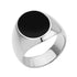 High Polish Plain Oval Black Onyx Signet Stainless Steel Ring for Men