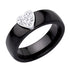Two Tones Steel 6 MM Heart Ring with Glued CZ