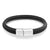 Steel Magnetic Clasp Thin Braided Black Leather Bracelet - Monera-Design Co., Ltd