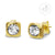 Square Stud Steel Earrings With CZ - Monera-Design Co., Ltd