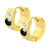 Yellow Gold Huggie Earrings with Pearl and CZ - Monera-Design Co., Ltd