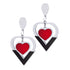 Dangle Drop Double Heart Steel Earrings