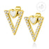Gold Triangle Earrings with Heart in Centre