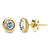 Pair Round Circle Solitaire Cubic Zirconia Bezel Stud Steel Earrings - Monera-Design Co., Ltd