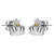 Steel Crown Stud Earrings with Gold Dot - Monera-Design Co., Ltd