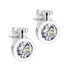 Stud Earrings Clock White CZ Design