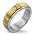 Steel CZ Inlay High Fashion Classic Wide Band 6 MM Ring