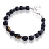 Stainless Steel Bracelet with 2 tiger eye drop beads mix with black beads