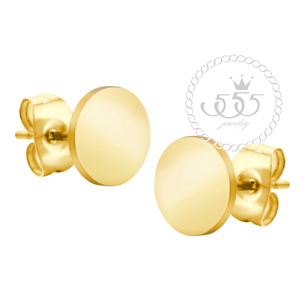 Steel Minimal Shinny Circle Disc Stud Earrings