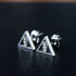 Tiny Stud Triangle Shape Steel Earrings With Middle CZ