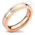 Silver and Rose Gold Steel Ring With CZ