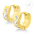 Yellow Gold Huggie Earrings with Pearl and CZ - Monera-Design Co., Ltd