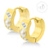 Yellow Gold Huggie Earrings with Pearl and CZ