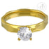 Gold Color Plated Prong-Set Round Steel Ring