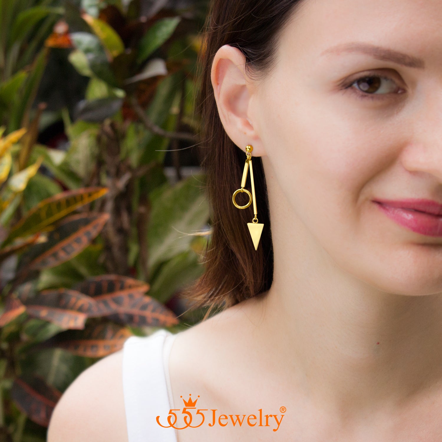 Amazon.com: Flower Hanging Earrings for Women - Tri Color Drop Earring -  14K Gold Unique With Push Back : Handmade Products