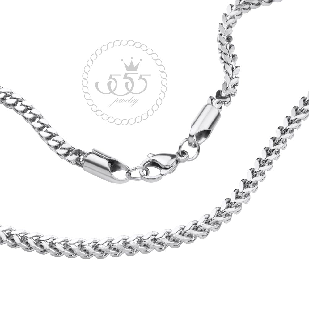 Men's Skull Link Necklace in Stainless Steel - 24